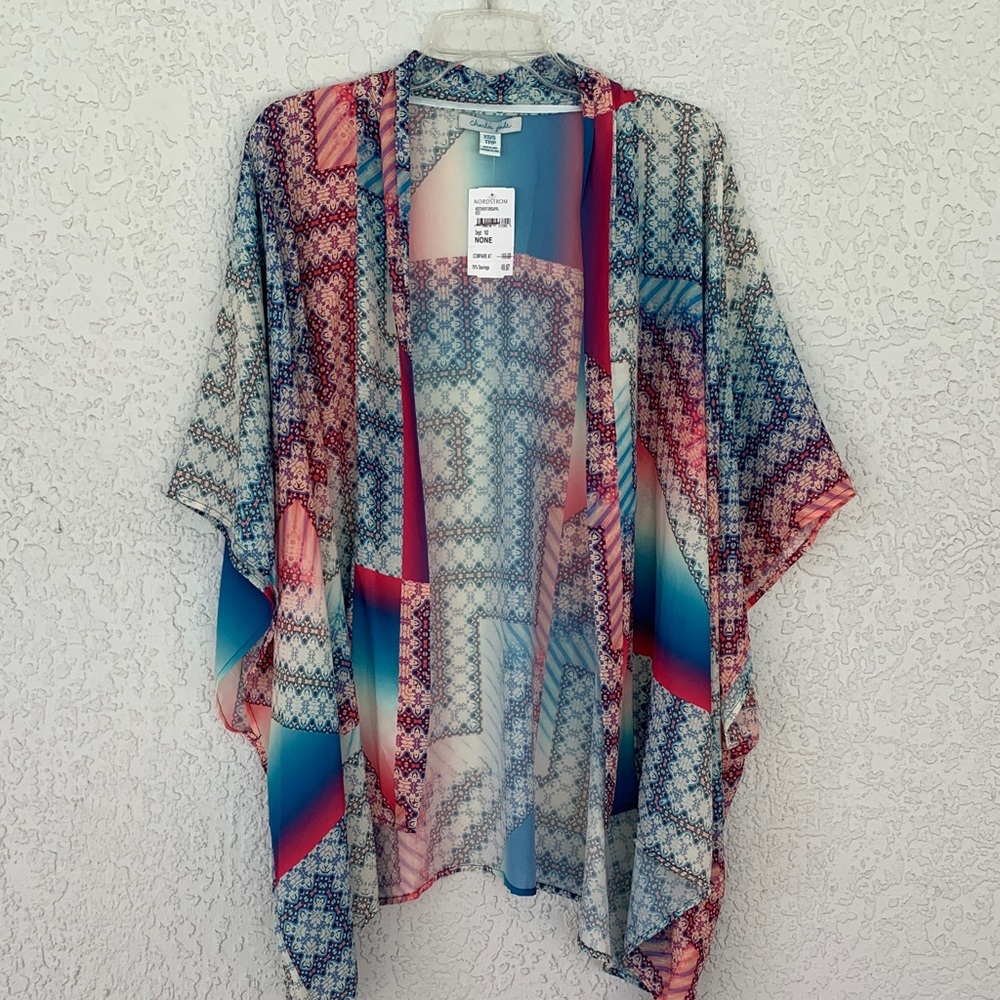Charlie Jade Blue and Pink Patterned kimono style open top